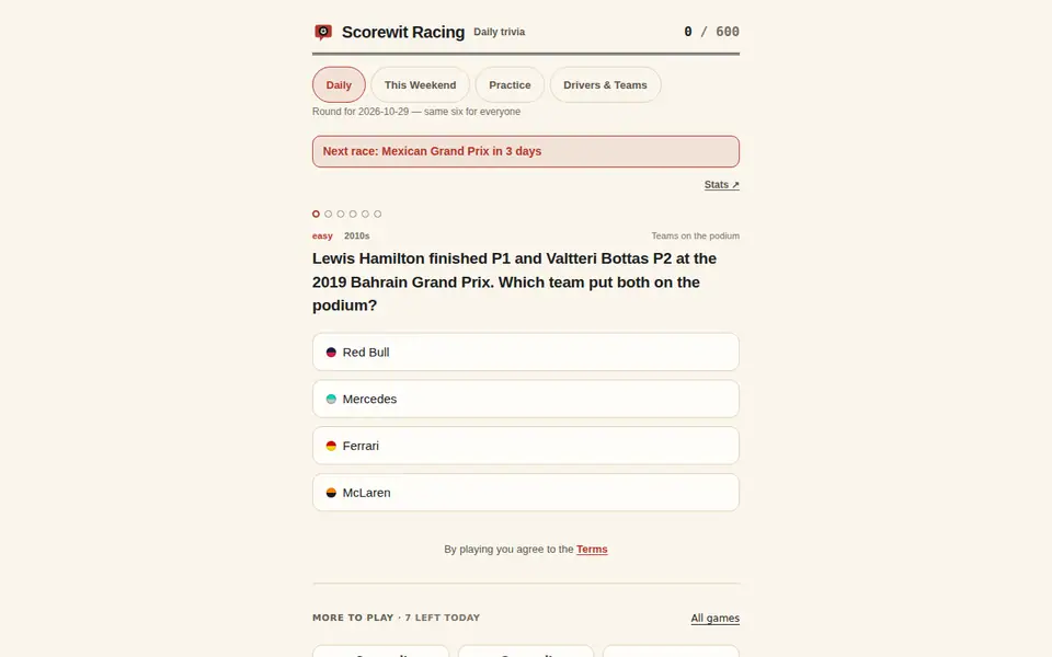 Screenshot of Scorewit F1