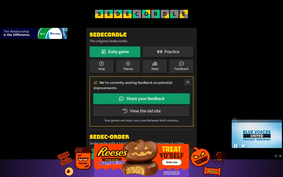 Screenshot of sedecordle