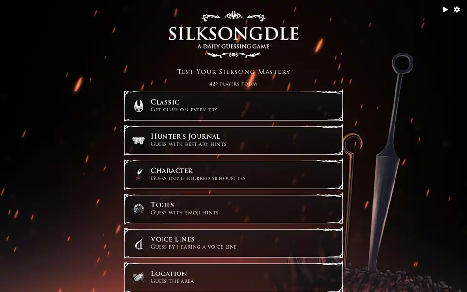 Screenshot of Silksongdle