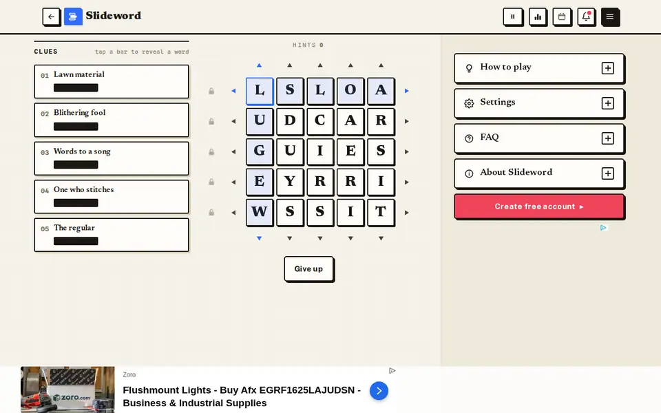 Screenshot of Slideword