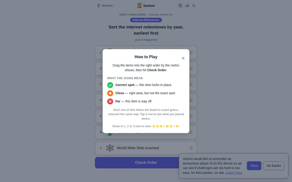Screenshot of Sortem