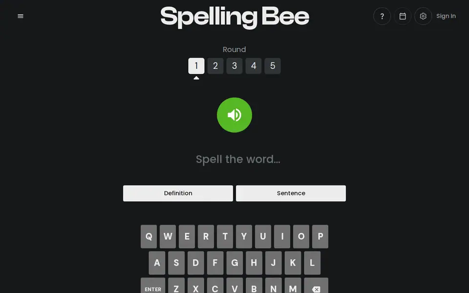 Screenshot of Spelling Bee (Lessgames)