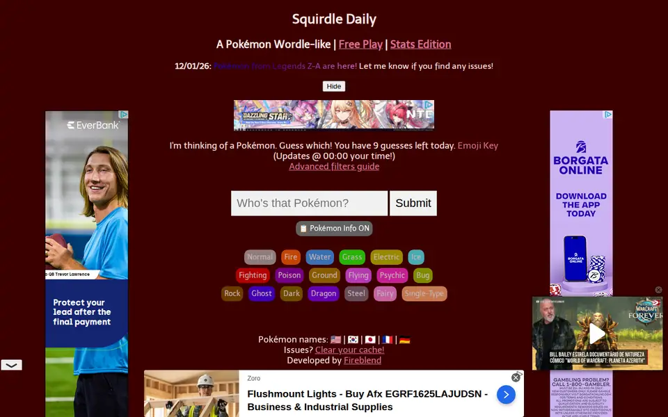Screenshot of Squirdle Daily