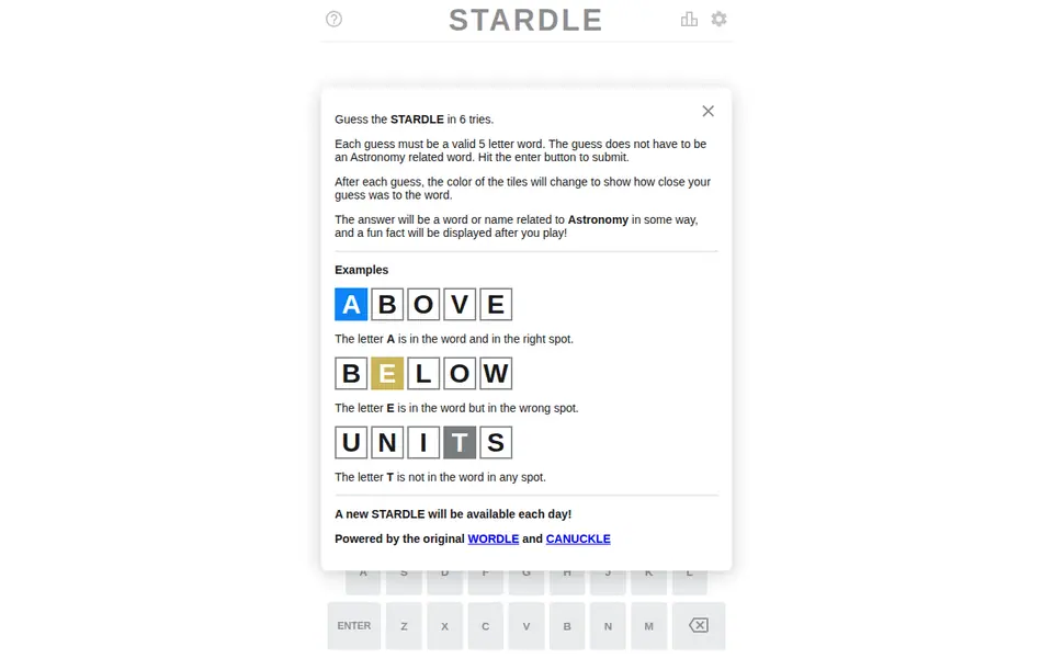 Screenshot of Stardle
