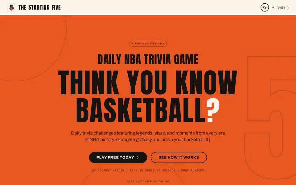 Screenshot of Starting 5 Trivia