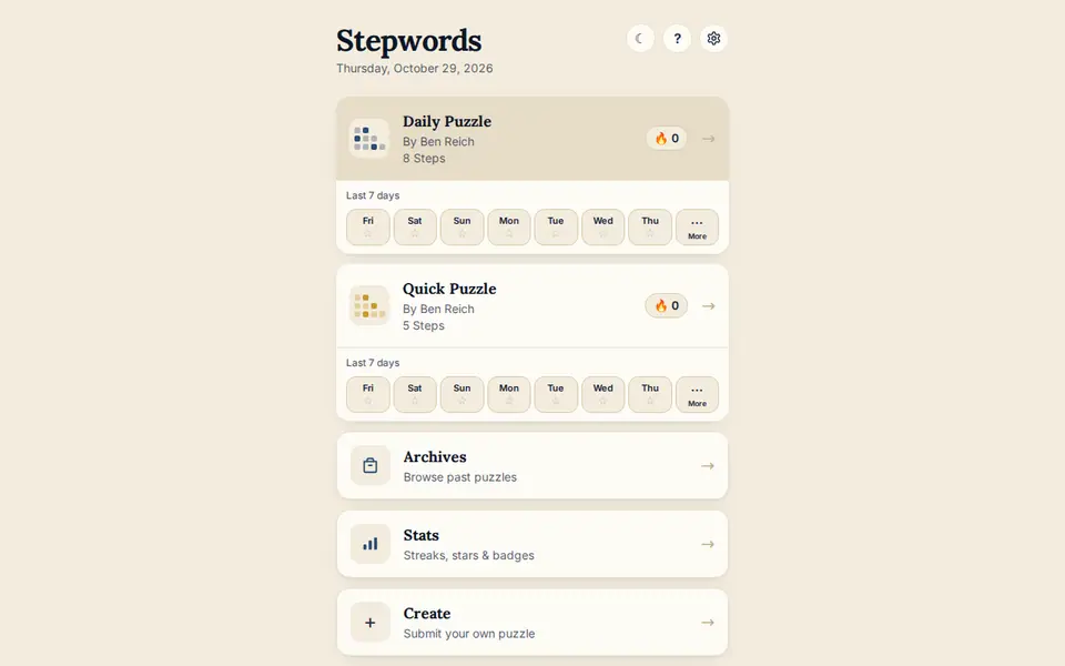 Screenshot of Stepwords