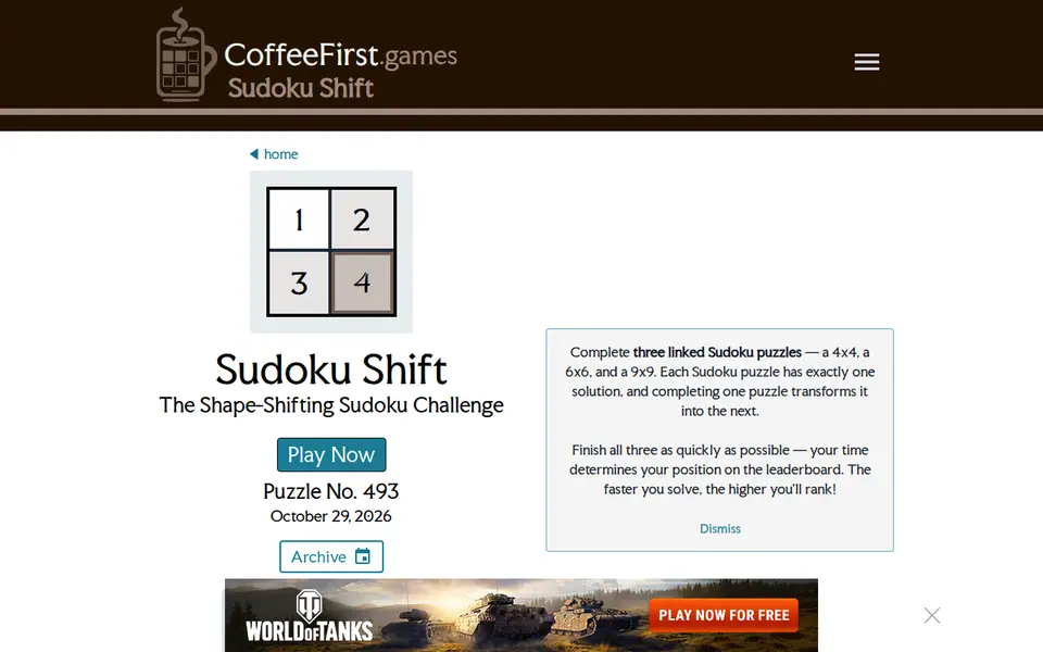 Screenshot of Sudoku Shift