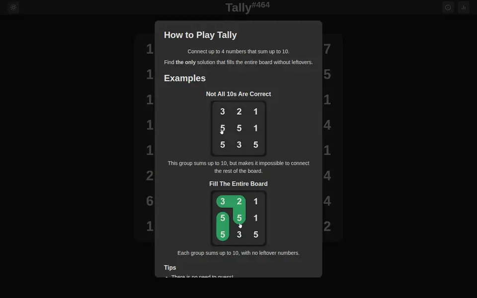 Screenshot of Tally Game
