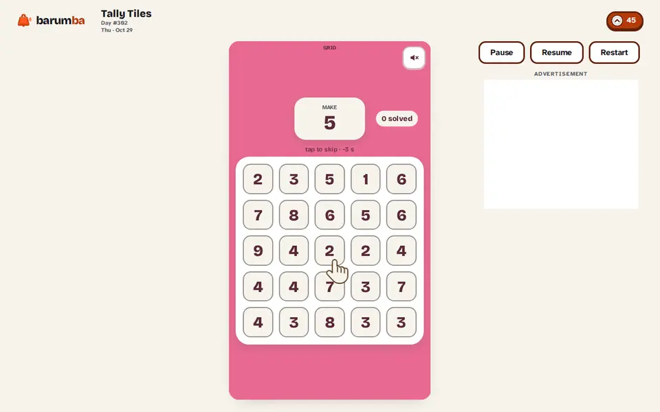 Screenshot of Tally Tiles