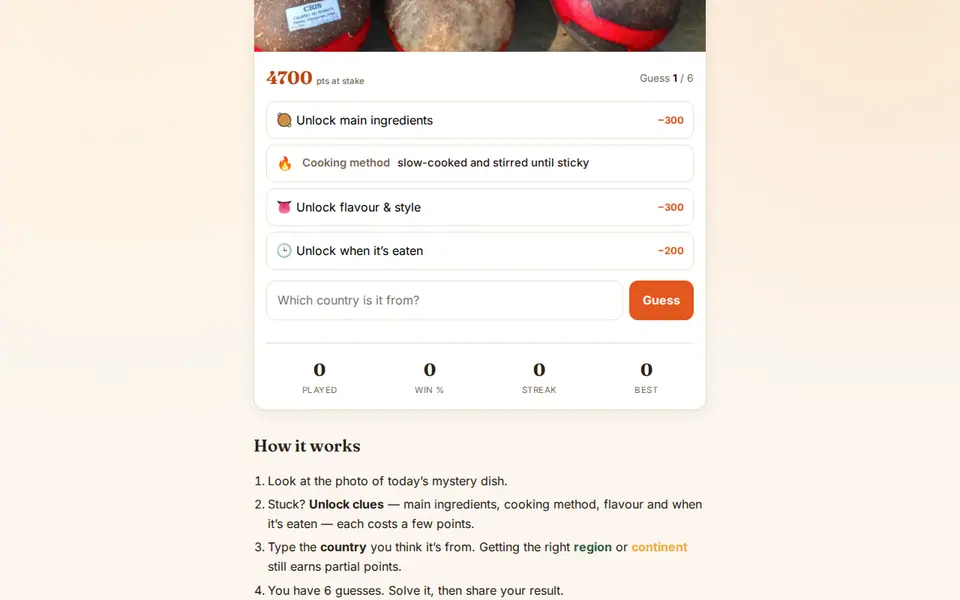 Screenshot of Tastedle