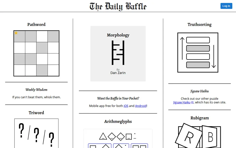 Screenshot of The Daily Baffle