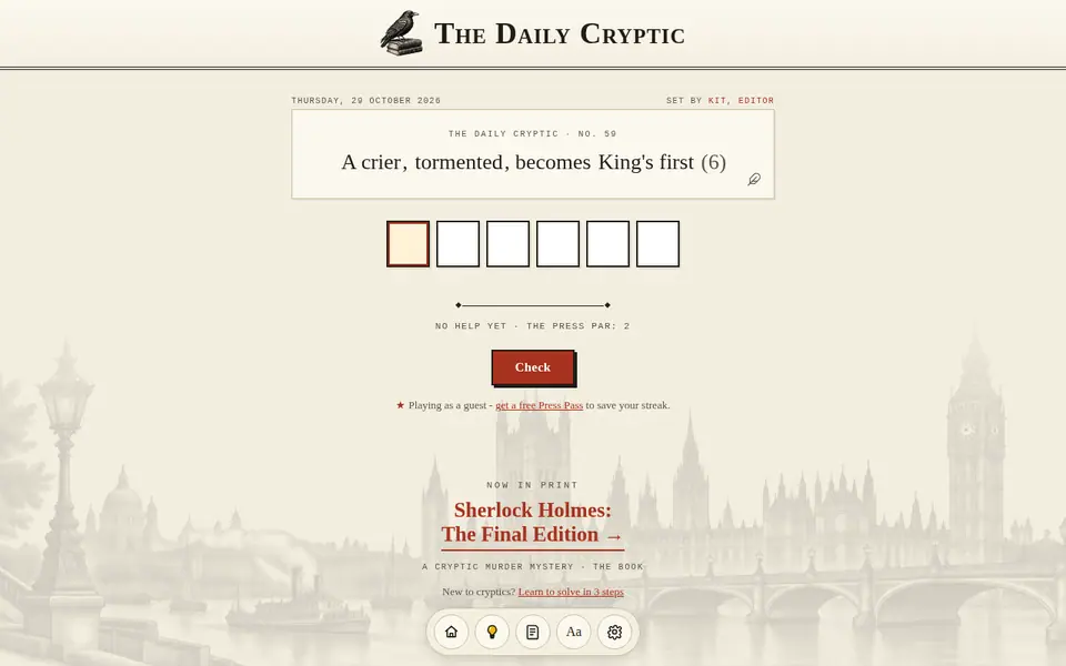 Screenshot of The Daily Cryptic