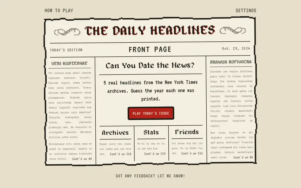 Screenshot of The Daily Headlines