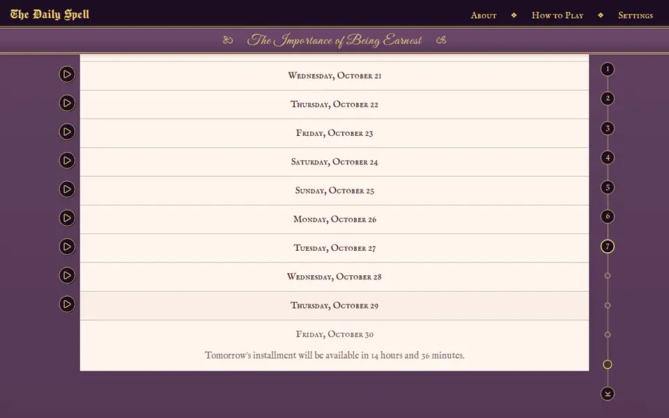 Screenshot of The Daily Spell