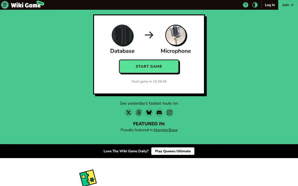 Screenshot of The Wiki Game Daily
