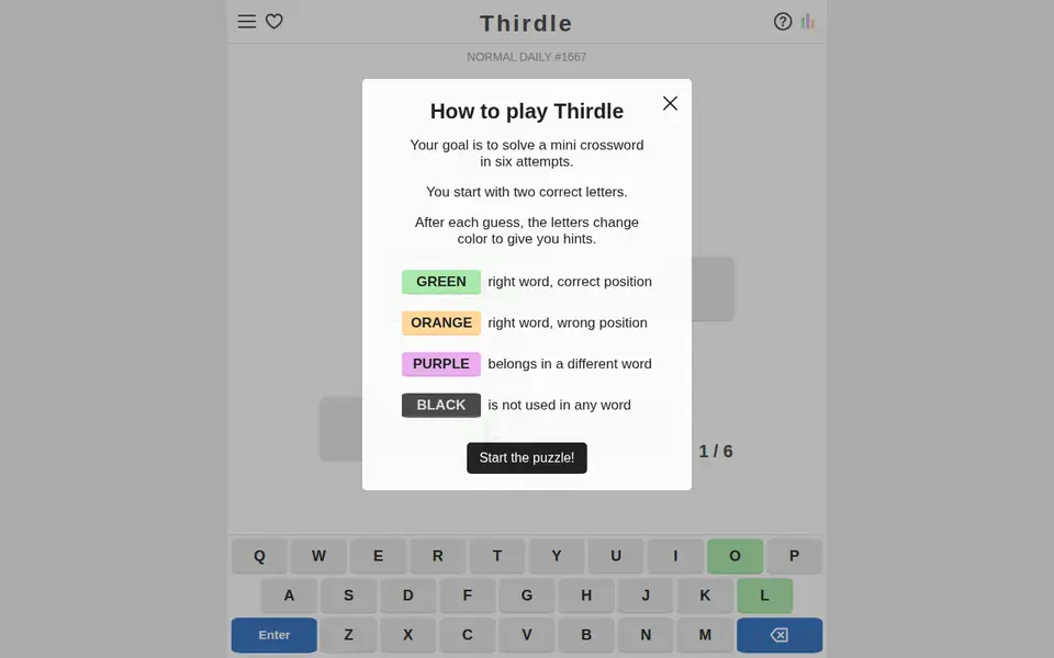 Screenshot of Thirdle