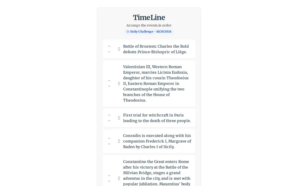 Screenshot of TimeLine Game