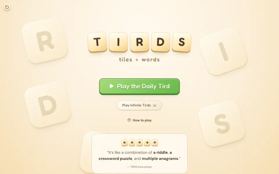 Screenshot of TIRDS