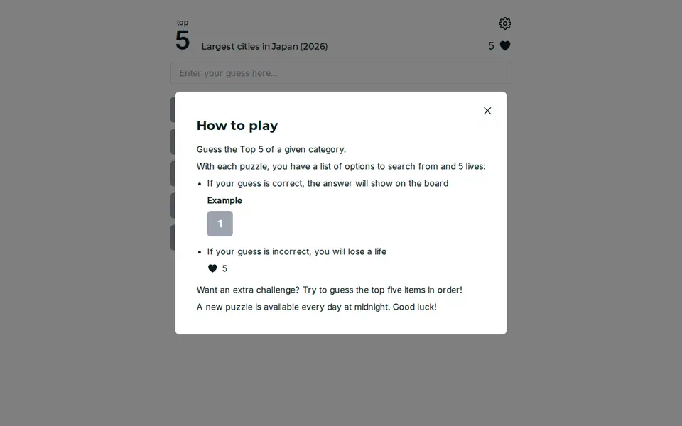 Screenshot of Top 5