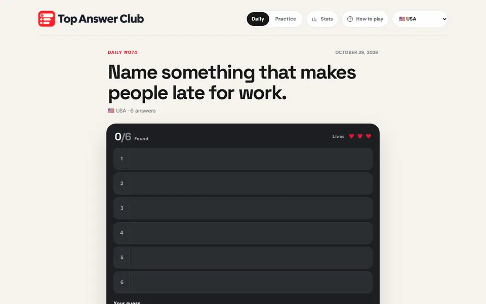 Screenshot of Top Answer Club