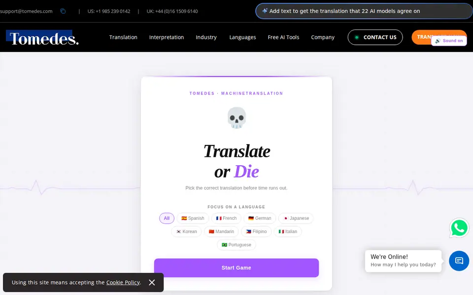 Screenshot of Translate or Die