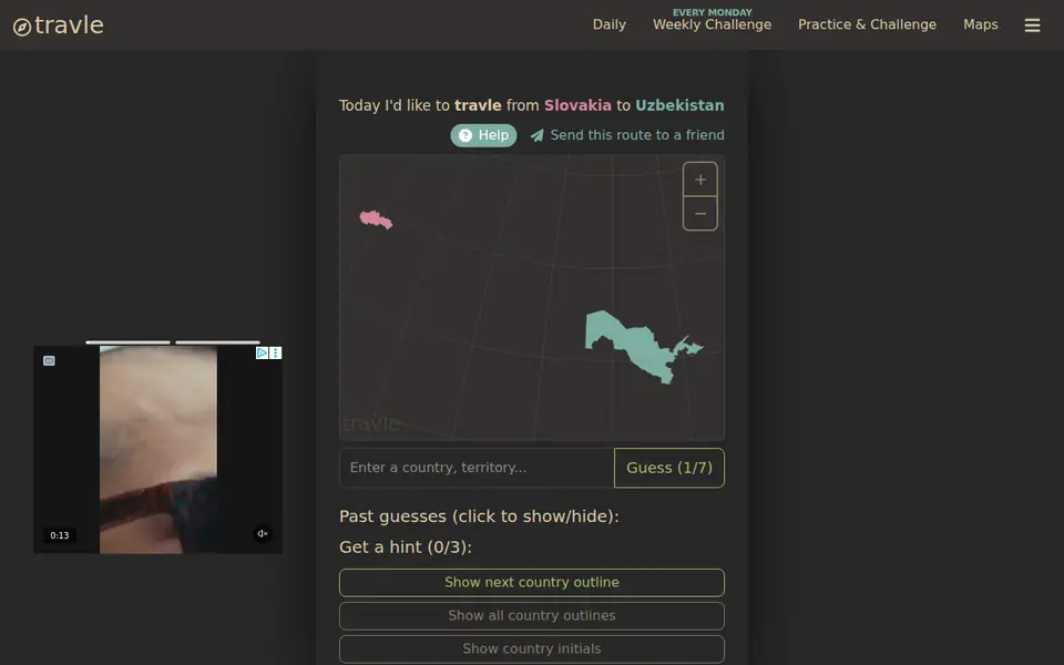 Screenshot of travle