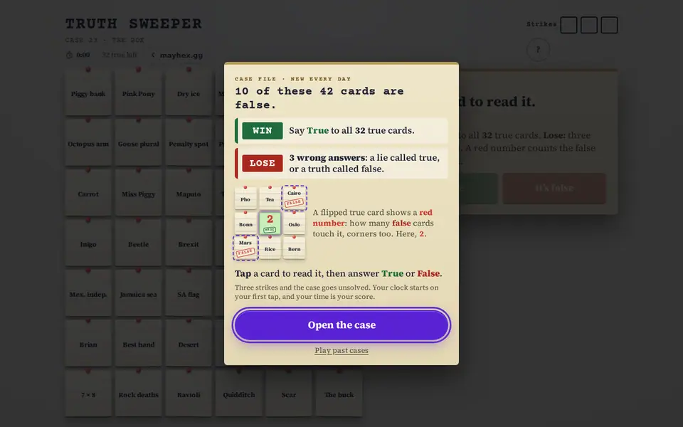 Screenshot of TruthSweeper