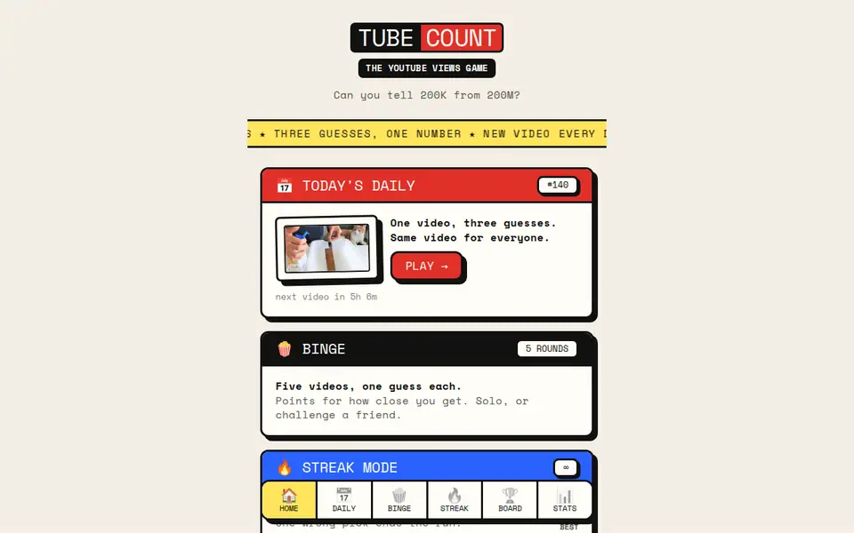 Screenshot of TubeCount