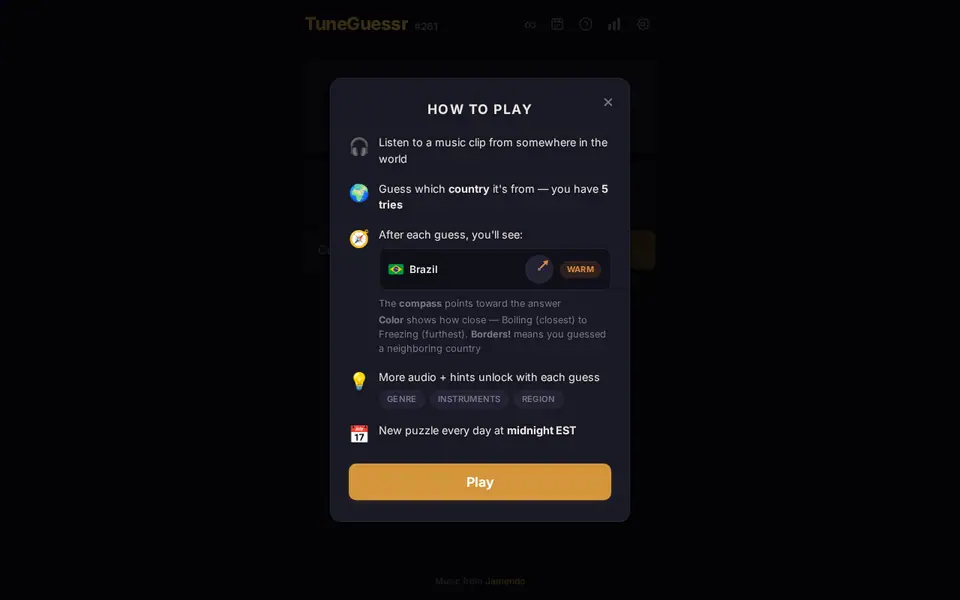 Screenshot of TuneGuessr
