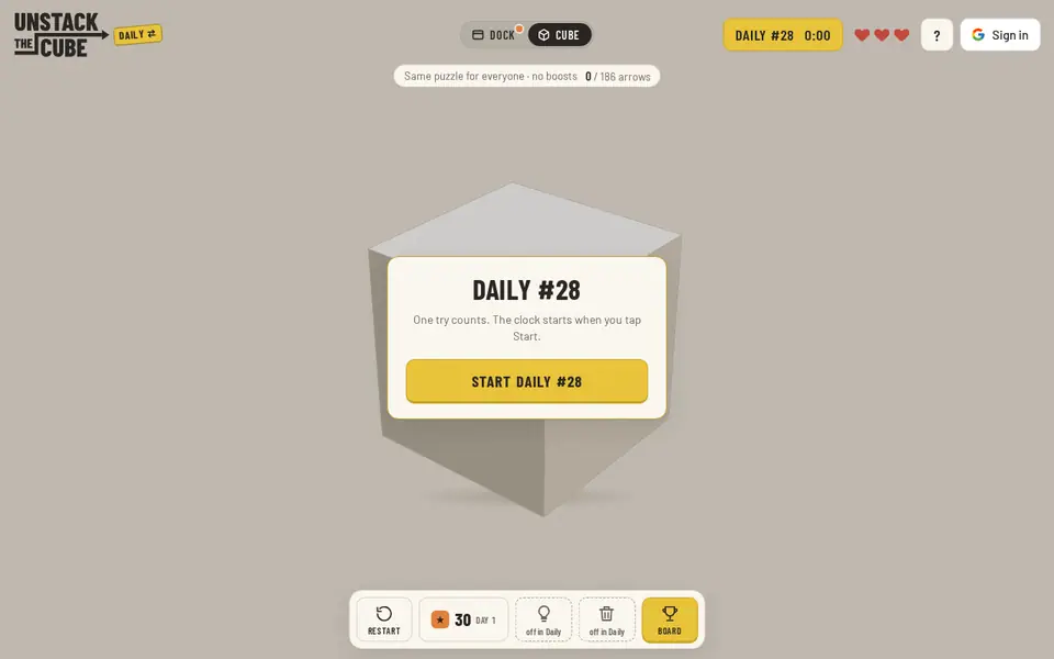 Screenshot of Unstack the Cube
