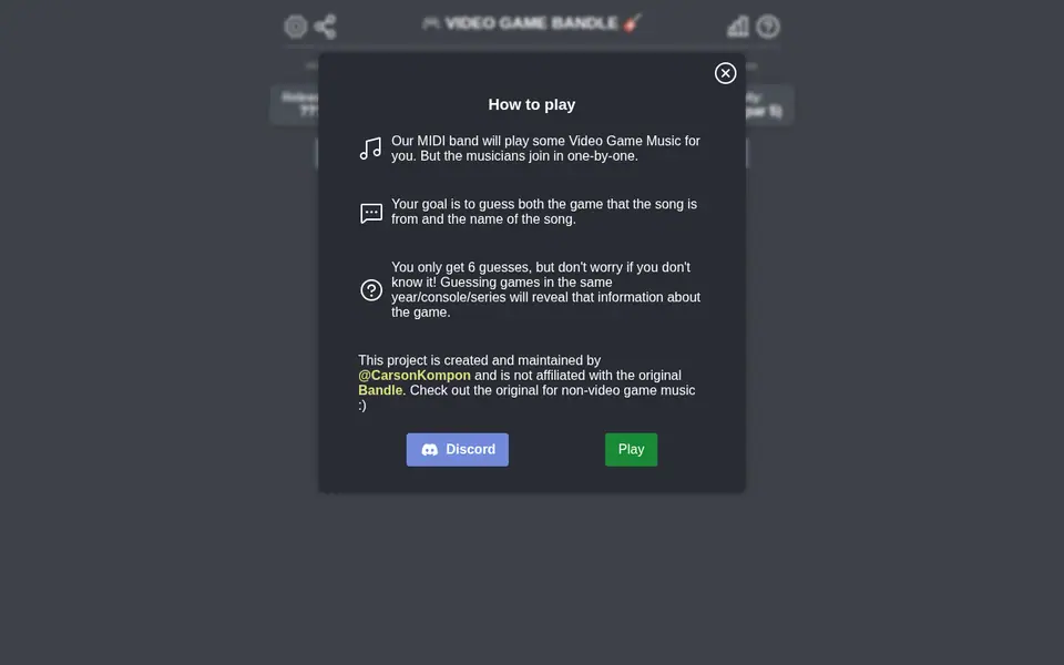 Screenshot of Video Game Bandle