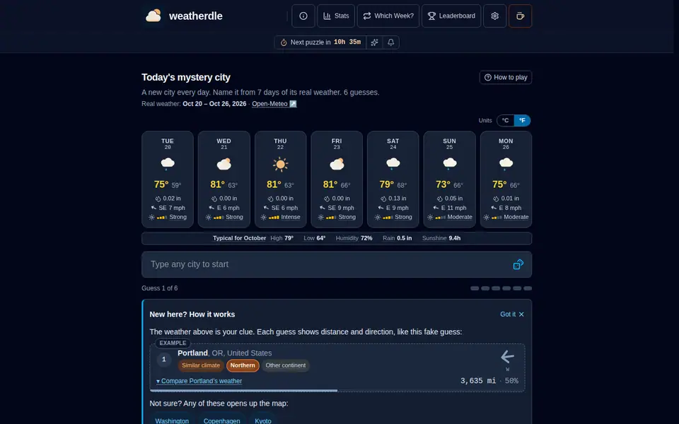 Screenshot of Weatherdle