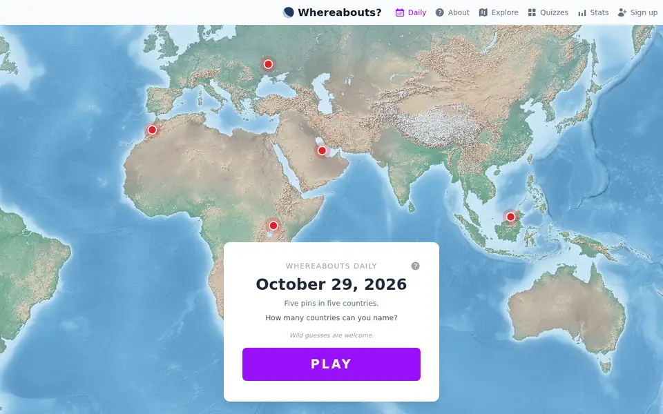 Screenshot of Whereabouts?