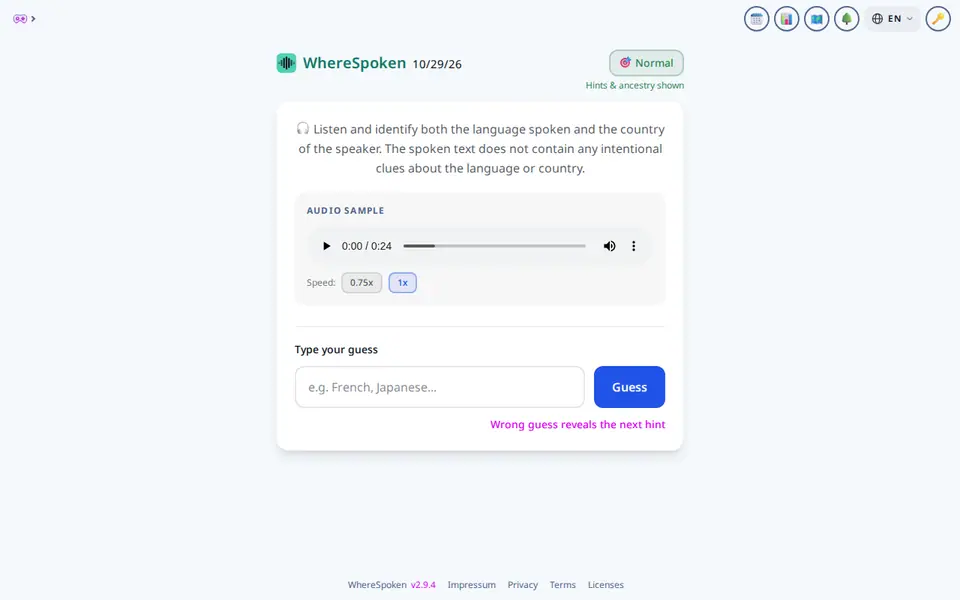 Screenshot of WhereSpoken