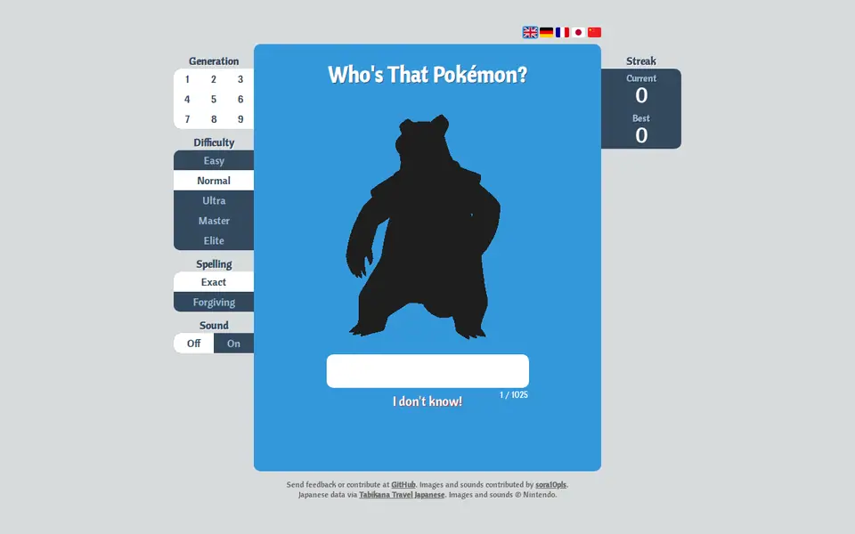 Screenshot of Who’s That Pokémon?