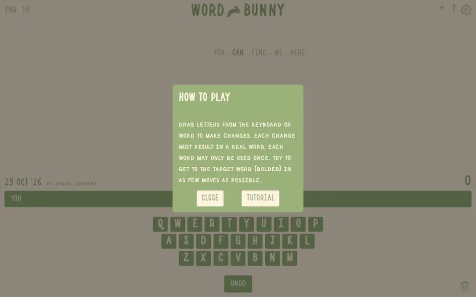 Screenshot of Word Bunny