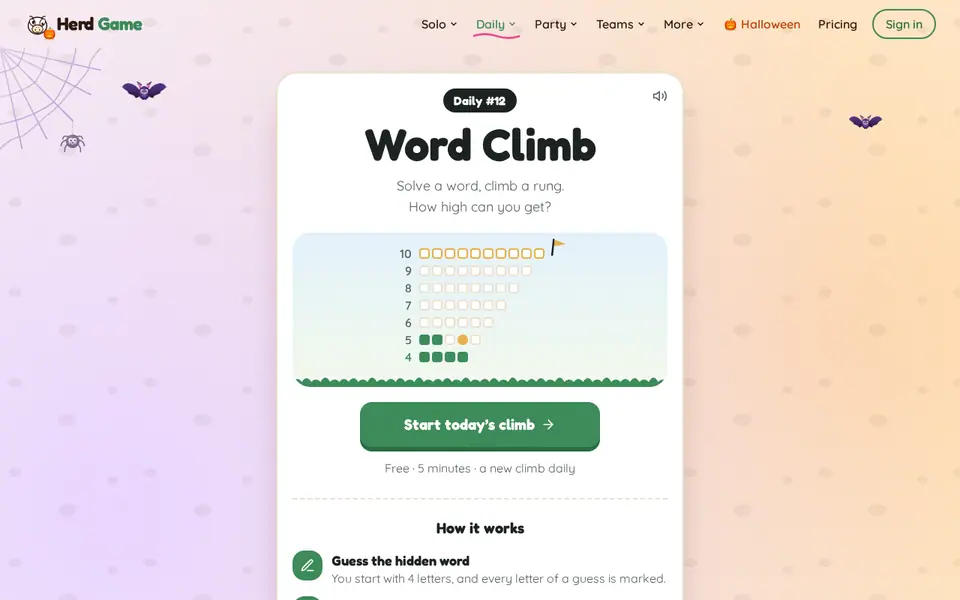 Screenshot of Word Climb