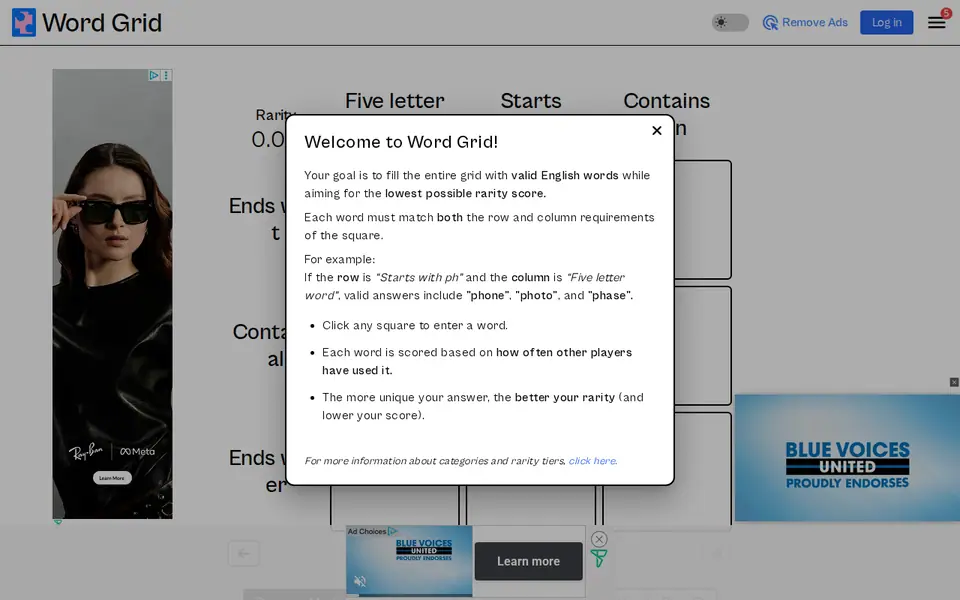 Screenshot of Word Grid