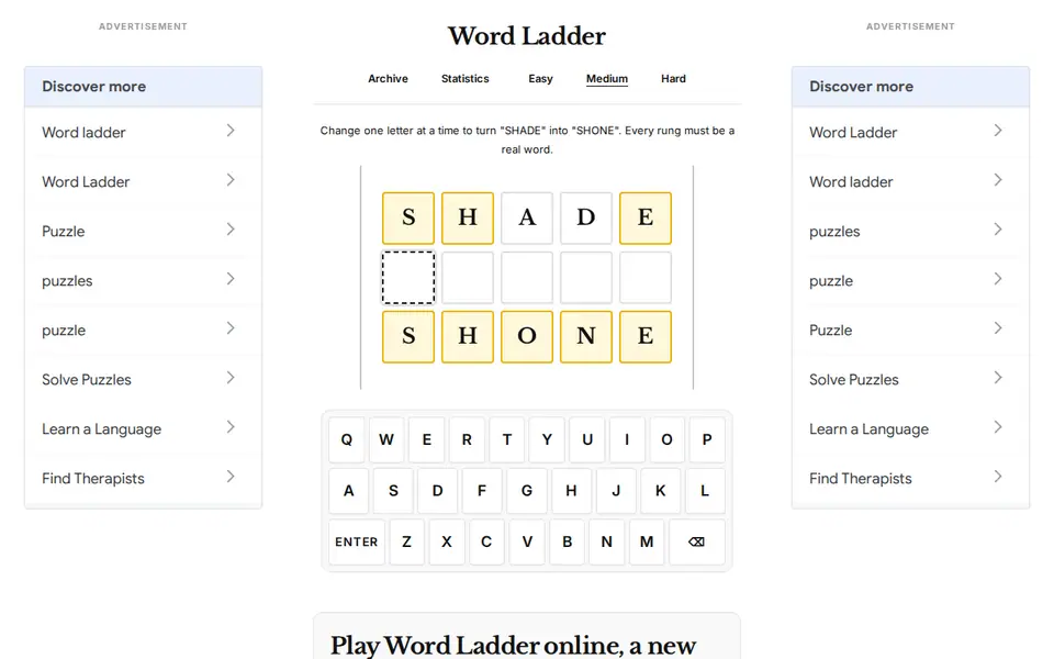Screenshot of Word Ladder