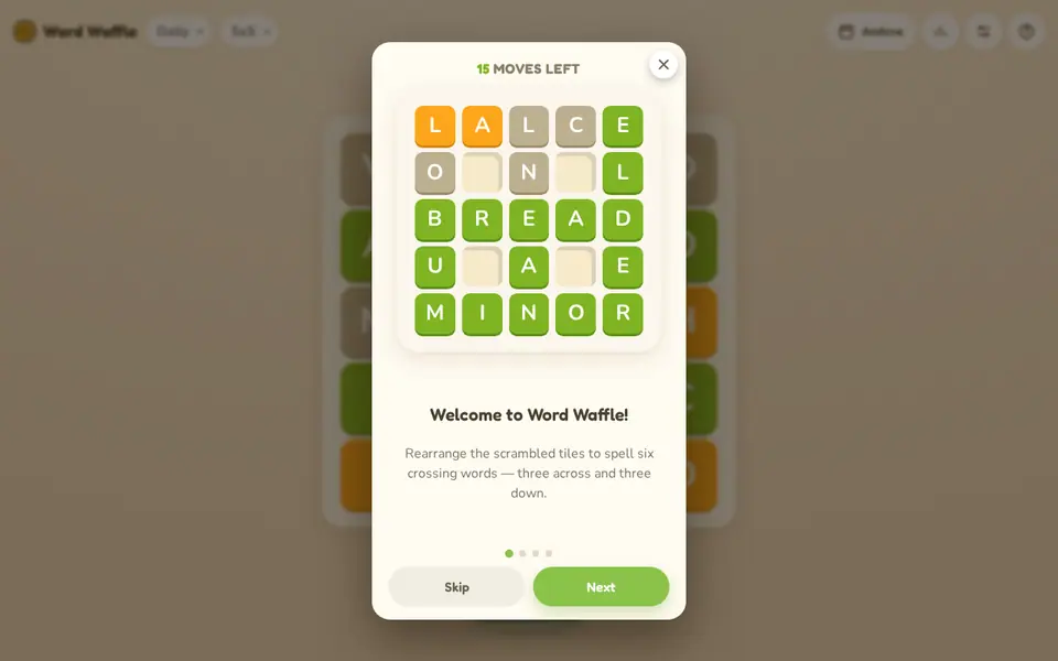 Screenshot of Word Waffle