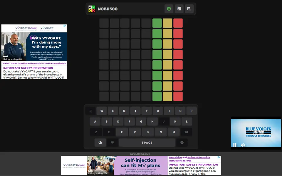 Screenshot of Word500
