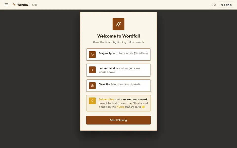 Screenshot of Wordfall