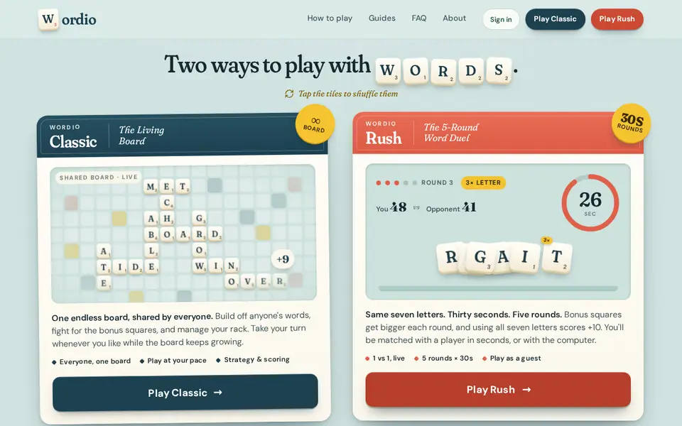 Screenshot of Wordio
