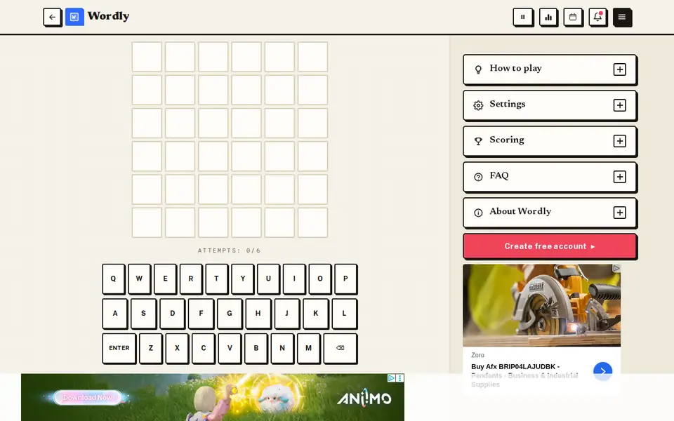 Screenshot of Wordly
