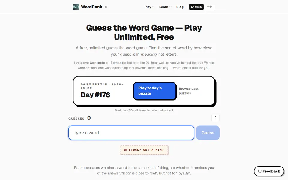 Screenshot of WordRank