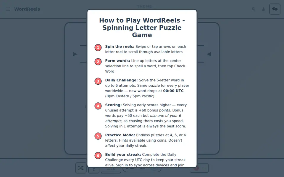 Screenshot of WordReels