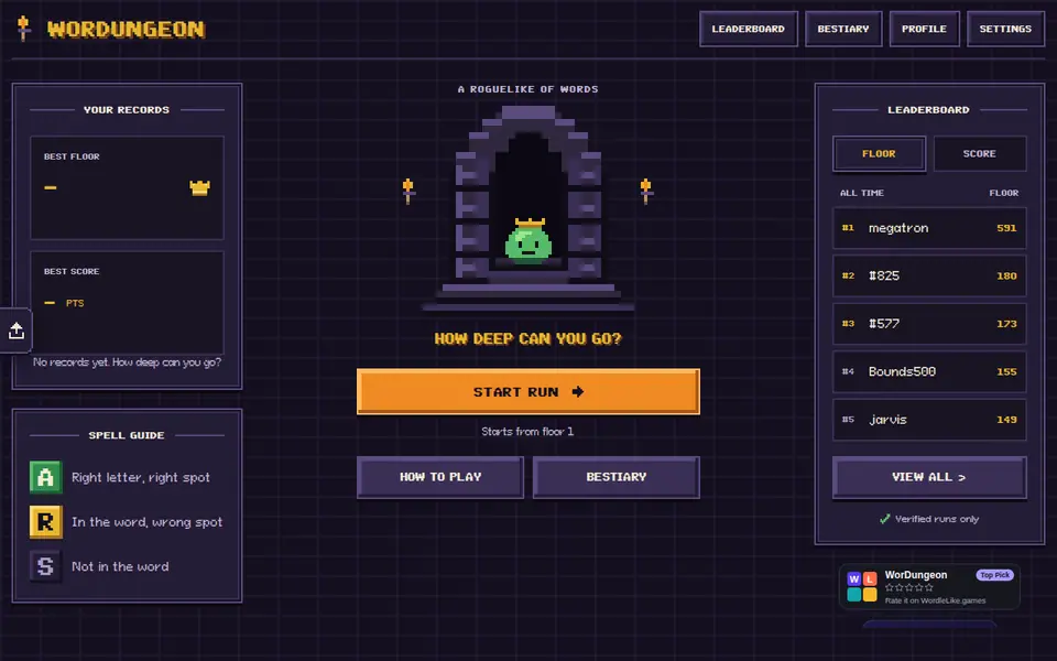 Screenshot of Wordungeon