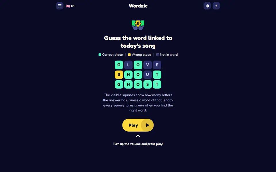 Screenshot of Wordzic