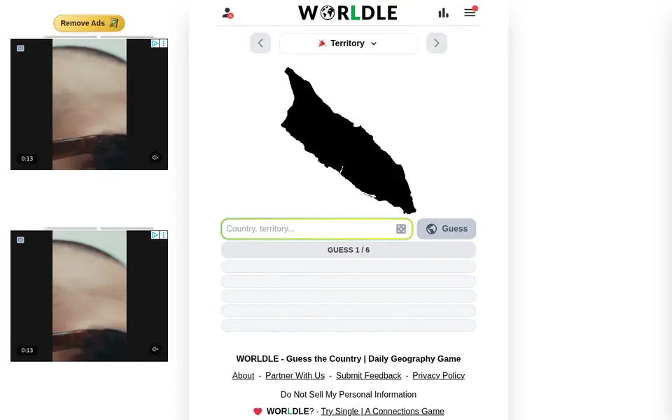 Screenshot of Worldle