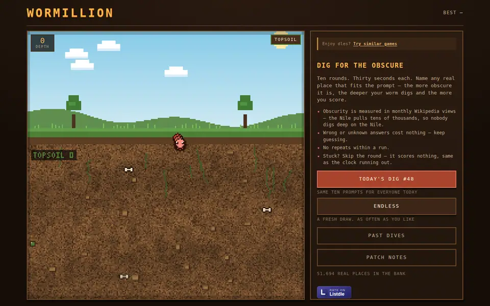 Screenshot of Wormillion